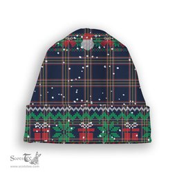 ScotsTee Shop Scottish Crichton Modern Tartan Plaid Christmas Deer Snowman Snowflake Bell Knit Beanie