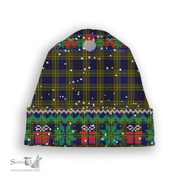 ScotsTee Shop Scottish Clelland Modern Tartan Plaid Christmas Deer Snowman Snowflake Bell Knit Beanie