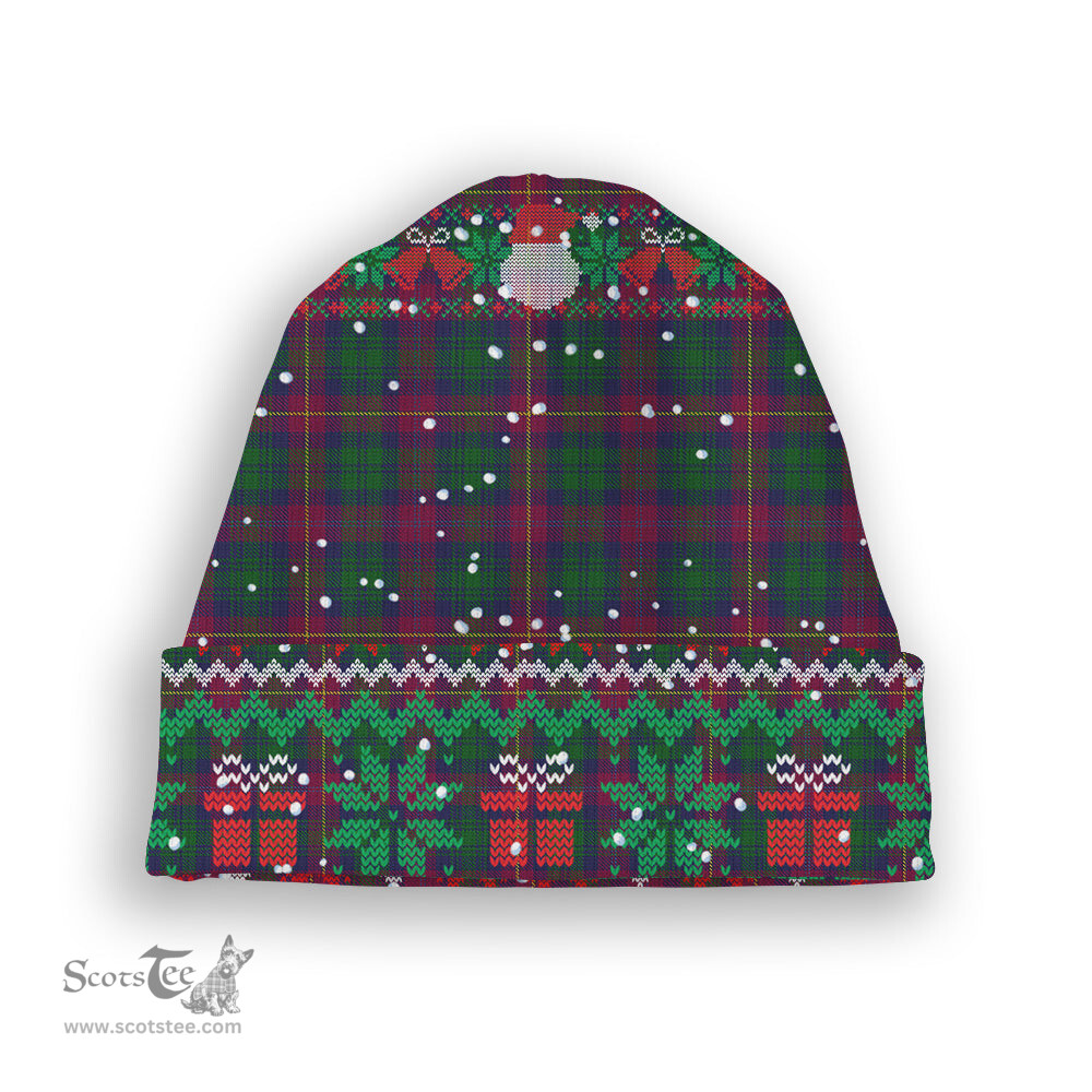 ScotsTee Shop Scottish Cairns of Finavon Tartan Plaid Christmas Deer Snowman Snowflake Bell Knit Beanie