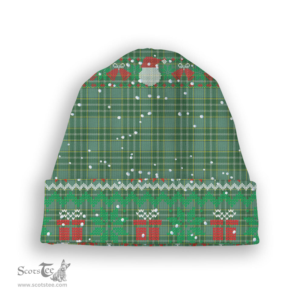 ScotsTee Shop Scottish Currie Modern Tartan Plaid Christmas Deer Snowman Snowflake Bell Knit Beanie