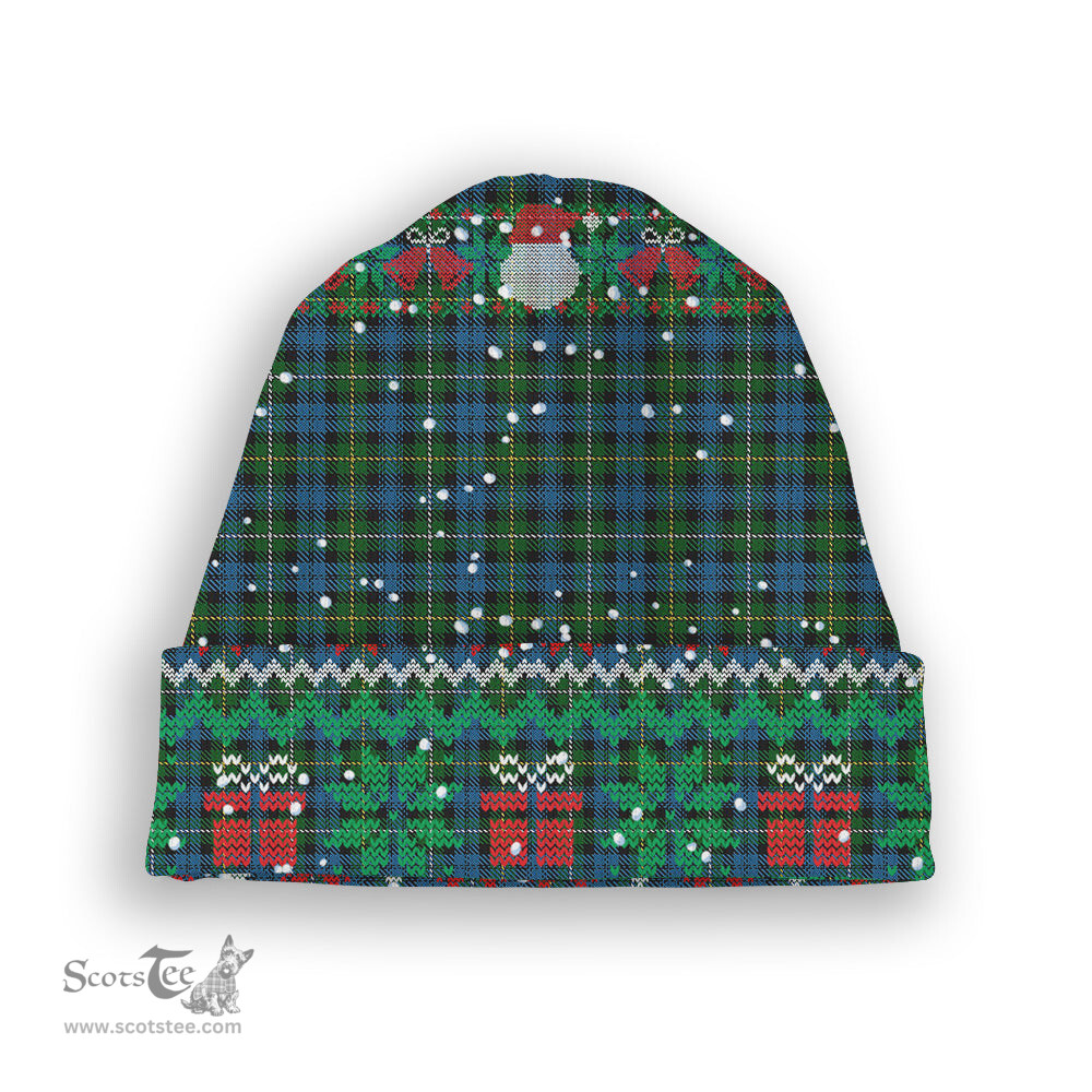 ScotsTee Shop Scottish Campbell of Argyll Ancient Tartan Plaid Christmas Deer Snowman Snowflake Bell Knit Beanie