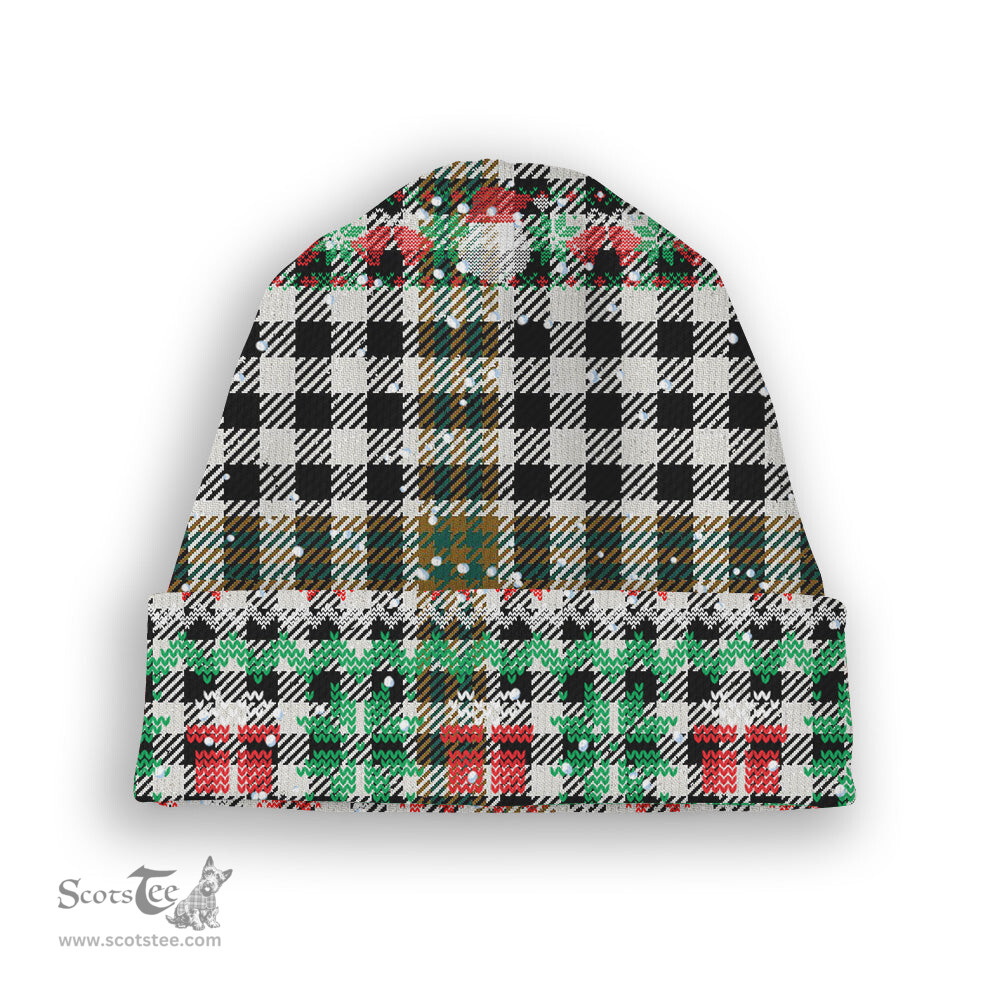 ScotsTee Shop Scottish Burns Check Modern Tartan Plaid Christmas Deer Snowman Snowflake Bell Knit Beanie