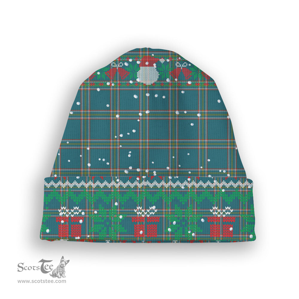 ScotsTee Shop Scottish Crichton Ancient Tartan Plaid Christmas Deer Snowman Snowflake Bell Knit Beanie