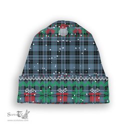 ScotsTee Shop Scottish Clark (Clergy) Ancient Clan Tartan Plaid Christmas Deer Snowman Snowflake Bell Knit Beanie