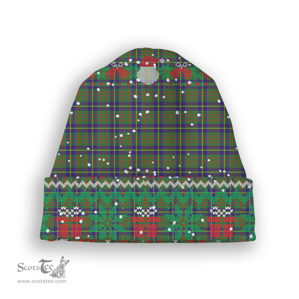 ScotsTee Shop Scottish Cameron of Lochiel Hunting Tartan Plaid Christmas Deer Snowman Snowflake Bell Knit Beanie