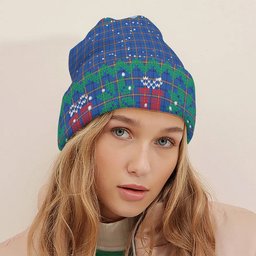 ScotsTee Shop Scottish Clark's Harbour Tartan Plaid Christmas Deer Snowman Snowflake Bell Knit Beanie