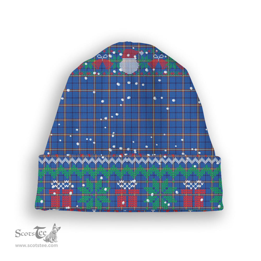 ScotsTee Shop Scottish Clark's Harbour Tartan Plaid Christmas Deer Snowman Snowflake Bell Knit Beanie