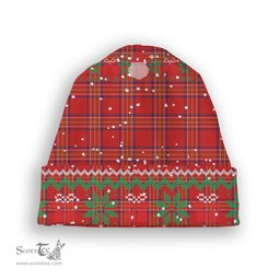 ScotsTee Shop Scottish Burnett of Leys Modern Tartan Plaid Christmas Deer Snowman Snowflake Bell Knit Beanie