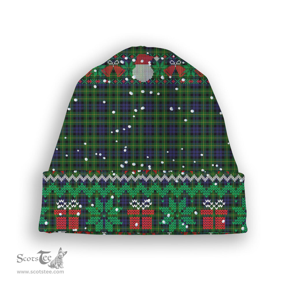 ScotsTee Shop Scottish Campbell of Breadalbane Tartan Plaid Christmas Deer Snowman Snowflake Bell Knit Beanie