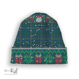 ScotsTee Shop Scottish Burns of California Modern Tartan Plaid Christmas Deer Snowman Snowflake Bell Knit Beanie