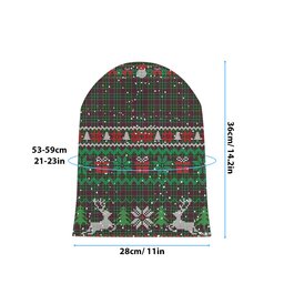 ScotsTee Shop Scottish Crosbie Tartan Plaid Christmas Deer Snowman Snowflake Bell Knit Beanie
