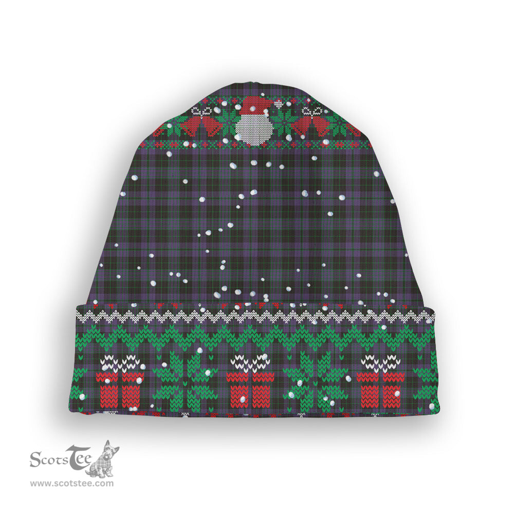 ScotsTee Shop Scottish Clergy Green Tartan Plaid Christmas Deer Snowman Snowflake Bell Knit Beanie
