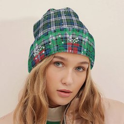 ScotsTee Shop Scottish Colquhoun Dress Ancient Tartan Plaid Christmas Deer Snowman Snowflake Bell Knit Beanie