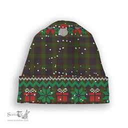 ScotsTee Shop Scottish Cunningham Hunting Modern Tartan Plaid Christmas Deer Snowman Snowflake Bell Knit Beanie