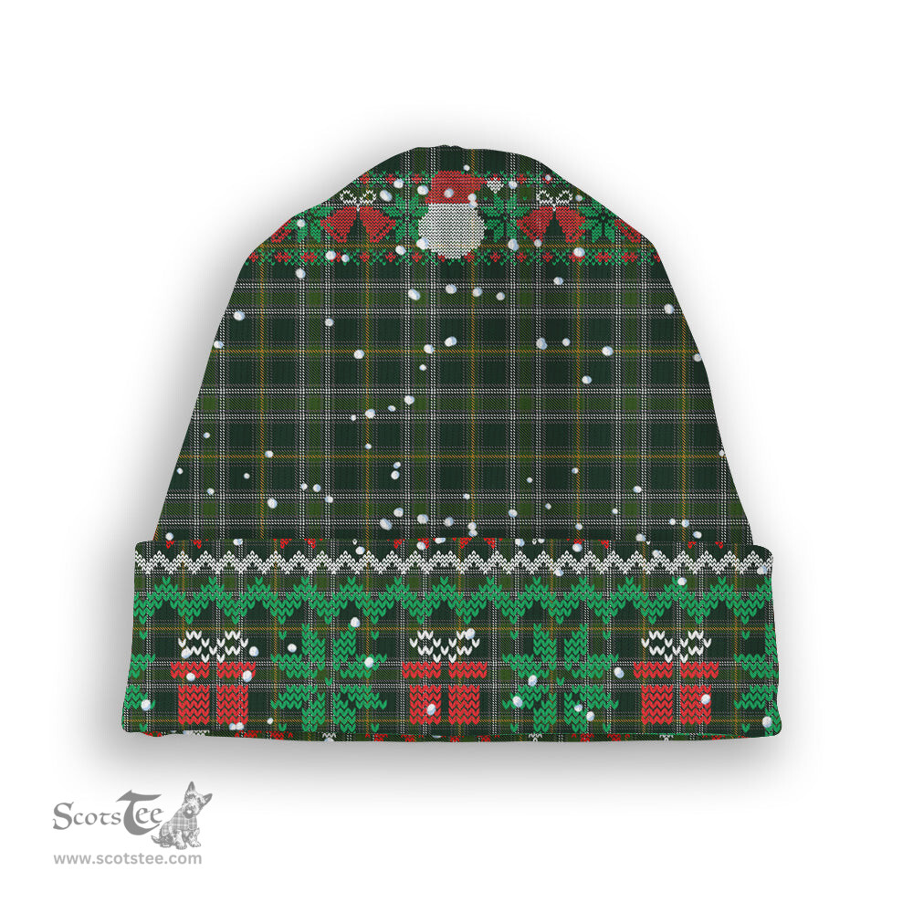 ScotsTee Shop Scottish Connell Hunting Tartan Plaid Christmas Deer Snowman Snowflake Bell Knit Beanie