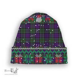ScotsTee Shop Scottish Colquhoun 3 Tartan Plaid Christmas Deer Snowman Snowflake Bell Knit Beanie