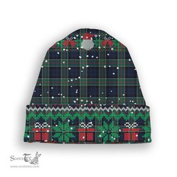ScotsTee Shop Scottish Colquhoun Modern Clan Tartan Plaid Christmas Deer Snowman Snowflake Bell Knit Beanie