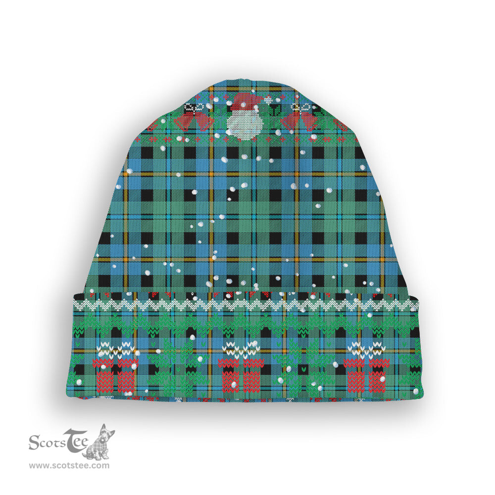 ScotsTee Shop Scottish Calder Ancient Tartan Plaid Christmas Deer Snowman Snowflake Bell Knit Beanie