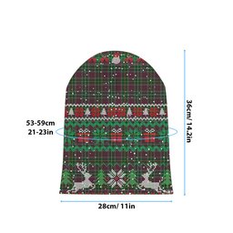 ScotsTee Shop Scottish Carruthers SC Tartan Plaid Christmas Deer Snowman Snowflake Bell Knit Beanie