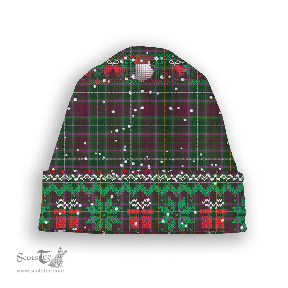 ScotsTee Shop Scottish Carruthers SC Tartan Plaid Christmas Deer Snowman Snowflake Bell Knit Beanie