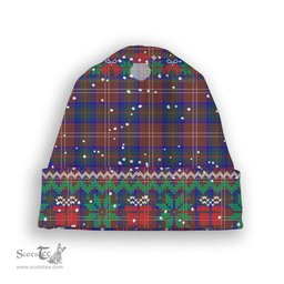 ScotsTee Shop Scottish Chisholm Hunting Modern Tartan Plaid Christmas Deer Snowman Snowflake Bell Knit Beanie