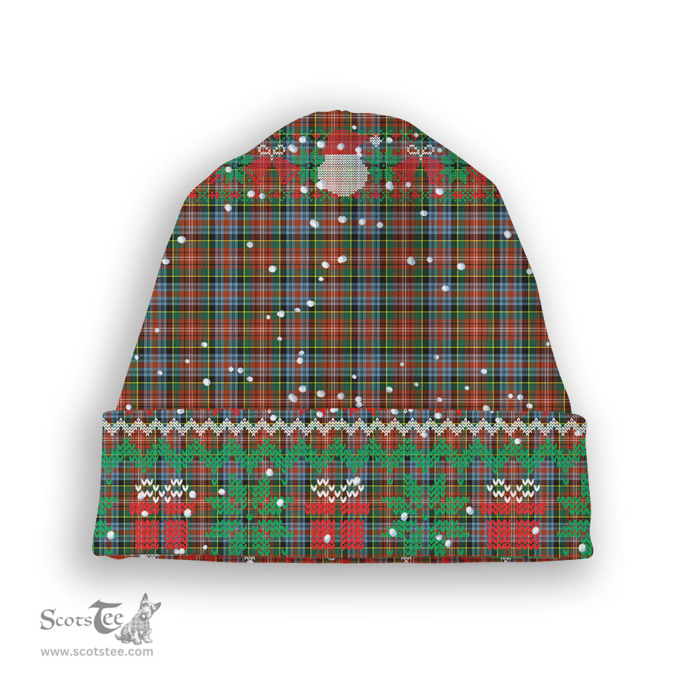 ScotsTee Shop Scottish Caledonia Ancient Tartan Plaid Christmas Deer Snowman Snowflake Bell Knit Beanie
