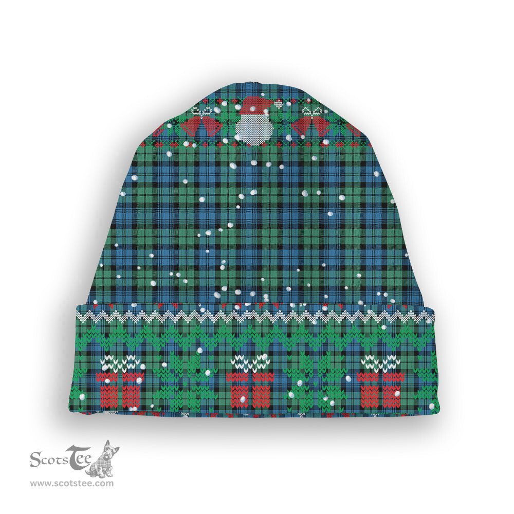 ScotsTee Shop Scottish Campbell Ancient 01 Tartan Plaid Christmas Deer Snowman Snowflake Bell Knit Beanie