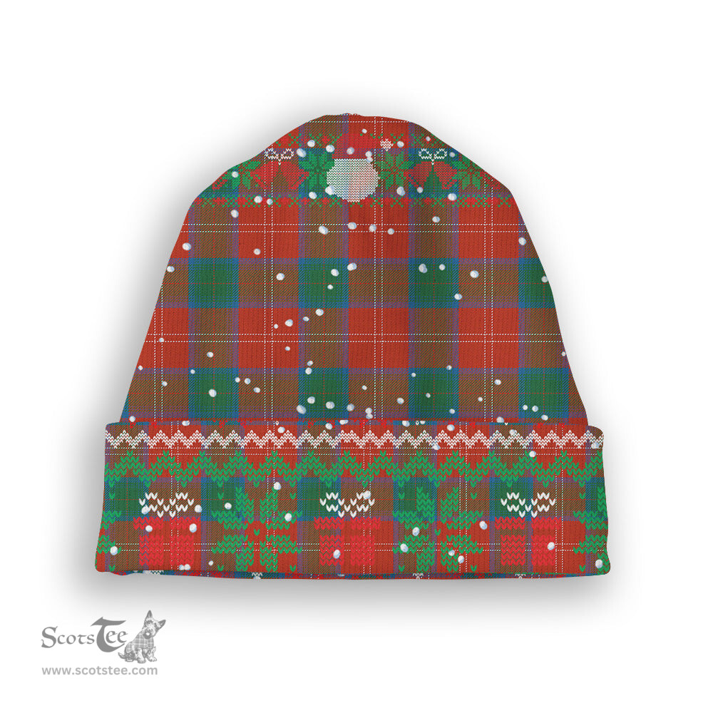 ScotsTee Shop Scottish Chisholm Ancient Tartan Plaid Christmas Deer Snowman Snowflake Bell Knit Beanie