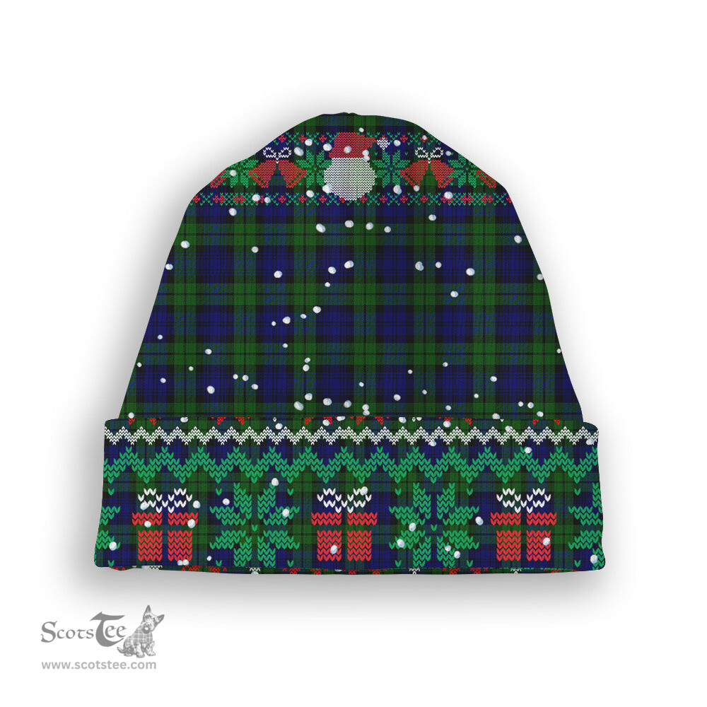 ScotsTee Shop Scottish Campbell Modern Tartan Plaid Christmas Deer Snowman Snowflake Bell Knit Beanie