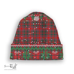 ScotsTee Shop Scottish Chisholm Artifact Modern Tartan Plaid Christmas Deer Snowman Snowflake Bell Knit Beanie