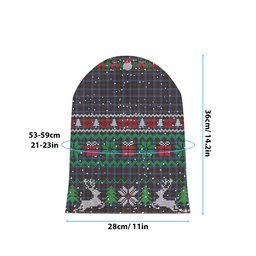 ScotsTee Shop Scottish Cockburn Brown Modern Tartan Plaid Christmas Deer Snowman Snowflake Bell Knit Beanie
