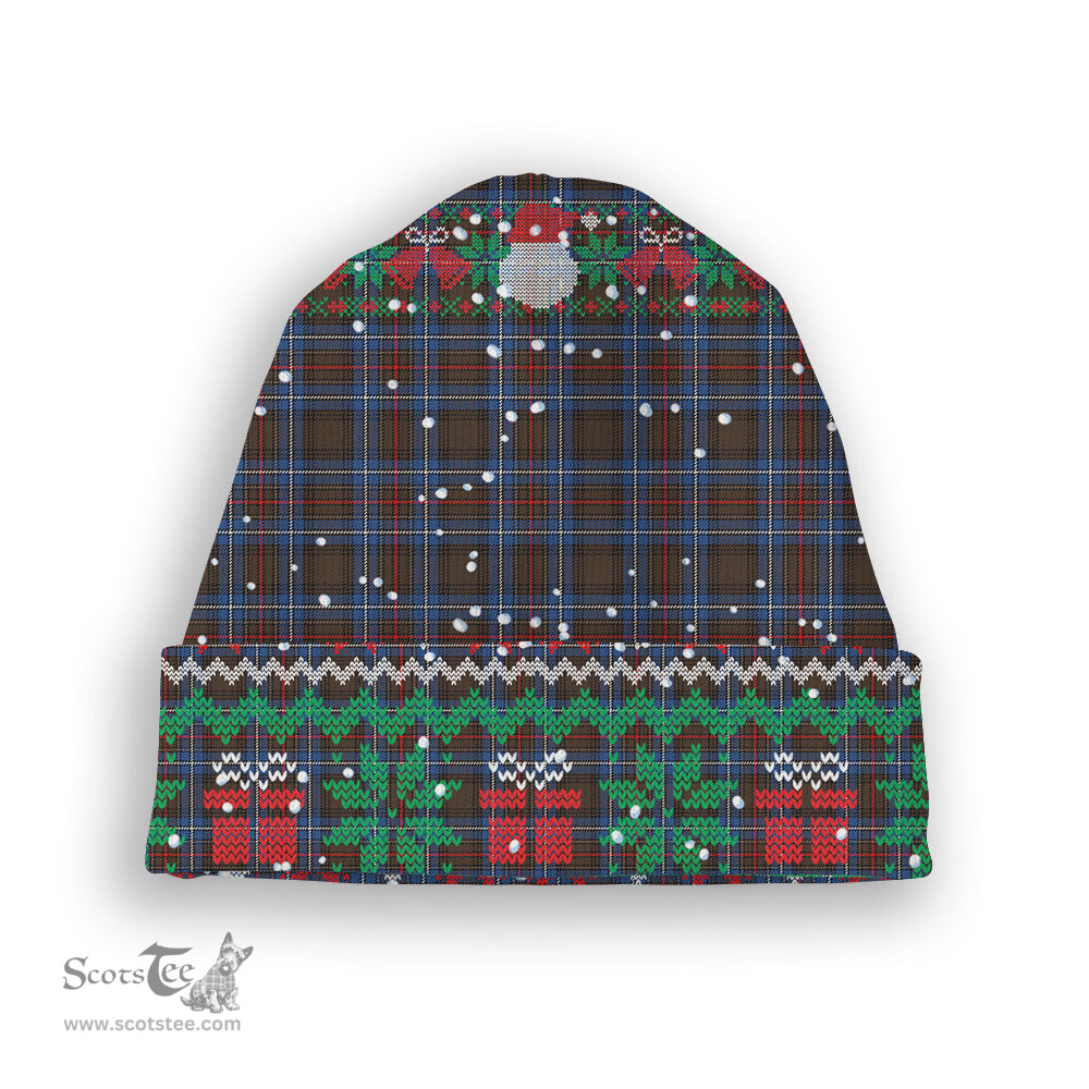ScotsTee Shop Scottish Cockburn Brown Modern Tartan Plaid Christmas Deer Snowman Snowflake Bell Knit Beanie