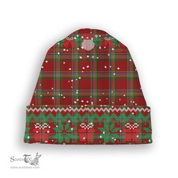 ScotsTee Shop Scottish Crubin Plaid MacPherson Tartan Plaid Christmas Deer Snowman Snowflake Bell Knit Beanie