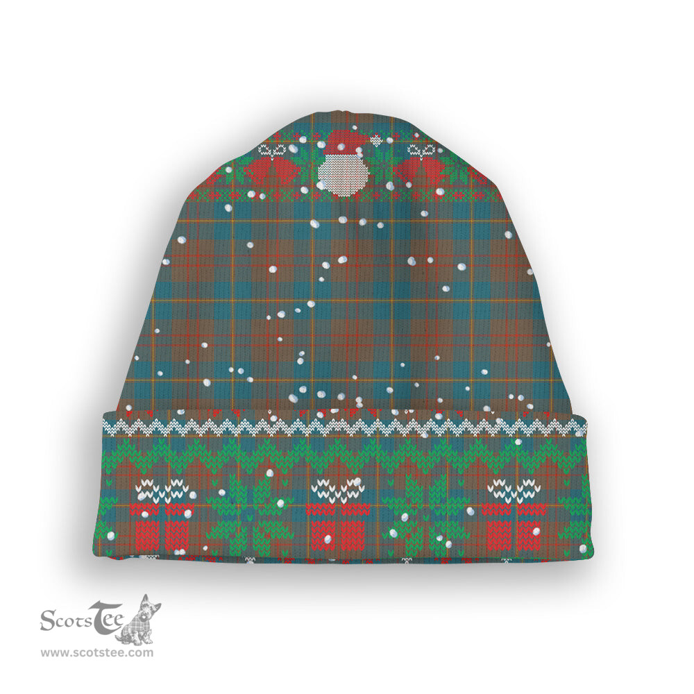 ScotsTee Shop Scottish Cameron Hunting Ancient Tartan Plaid Christmas Deer Snowman Snowflake Bell Knit Beanie