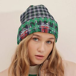 ScotsTee Shop Scottish Campbell of Cawdor Dress Tartan Plaid Christmas Deer Snowman Snowflake Bell Knit Beanie