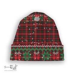 ScotsTee Shop Scottish Connel Tartan Plaid Christmas Deer Snowman Snowflake Bell Knit Beanie
