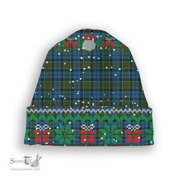 ScotsTee Shop Scottish Colquhoun 2 Tartan Plaid Christmas Deer Snowman Snowflake Bell Knit Beanie