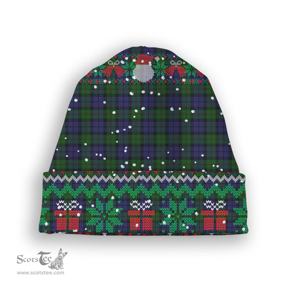 ScotsTee Shop Scottish Dundas Tartan Plaid Christmas Deer Snowman Snowflake Bell Knit Beanie