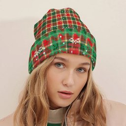 ScotsTee Shop Scottish Gibson Tartan Plaid Christmas Deer Snowman Snowflake Bell Knit Beanie