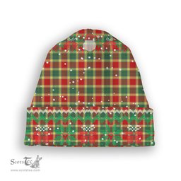 ScotsTee Shop Scottish Gibson Modern Tartan Plaid Christmas Deer Snowman Snowflake Bell Knit Beanie