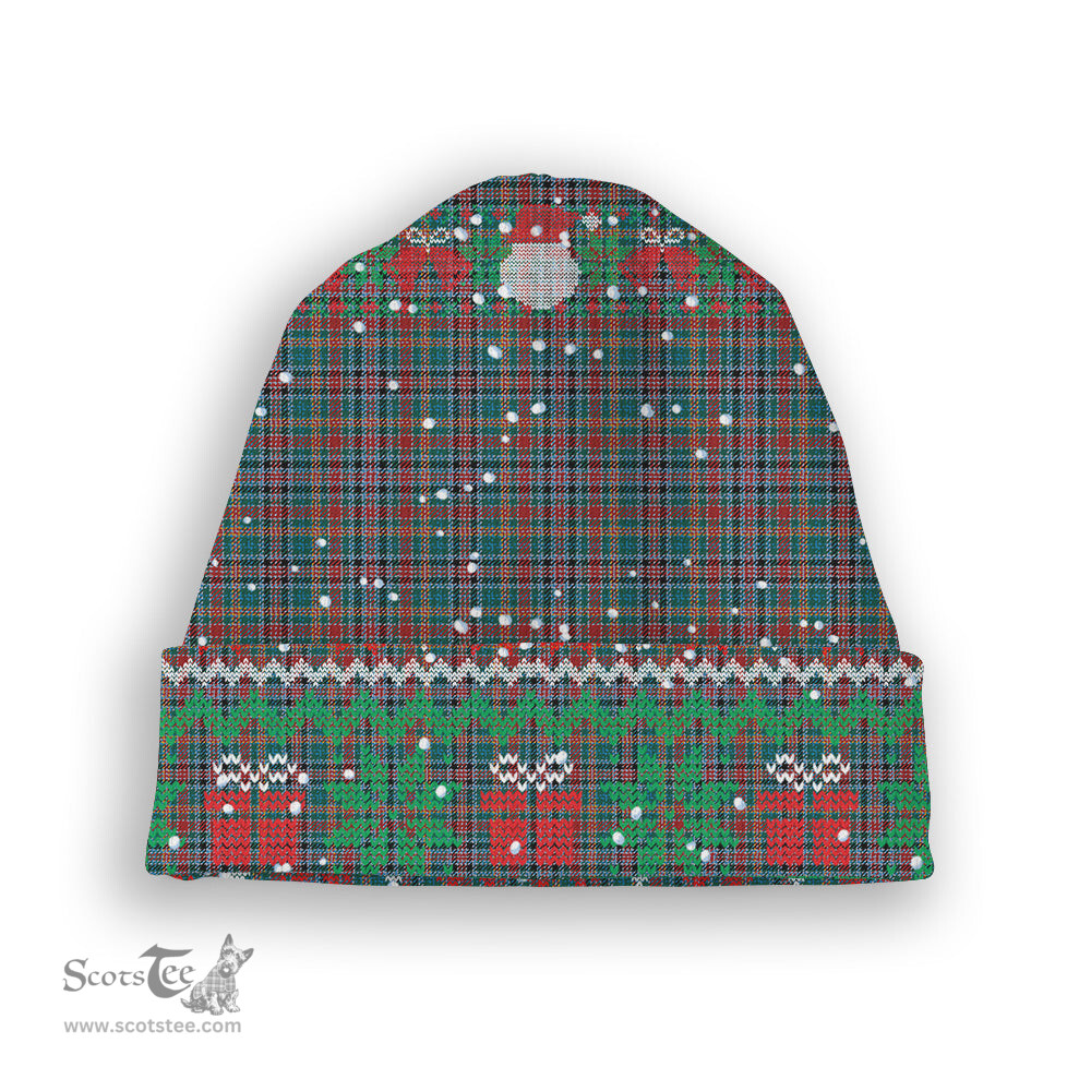 ScotsTee Shop Scottish Galbraith Old Modern Tartan Plaid Christmas Deer Snowman Snowflake Bell Knit Beanie