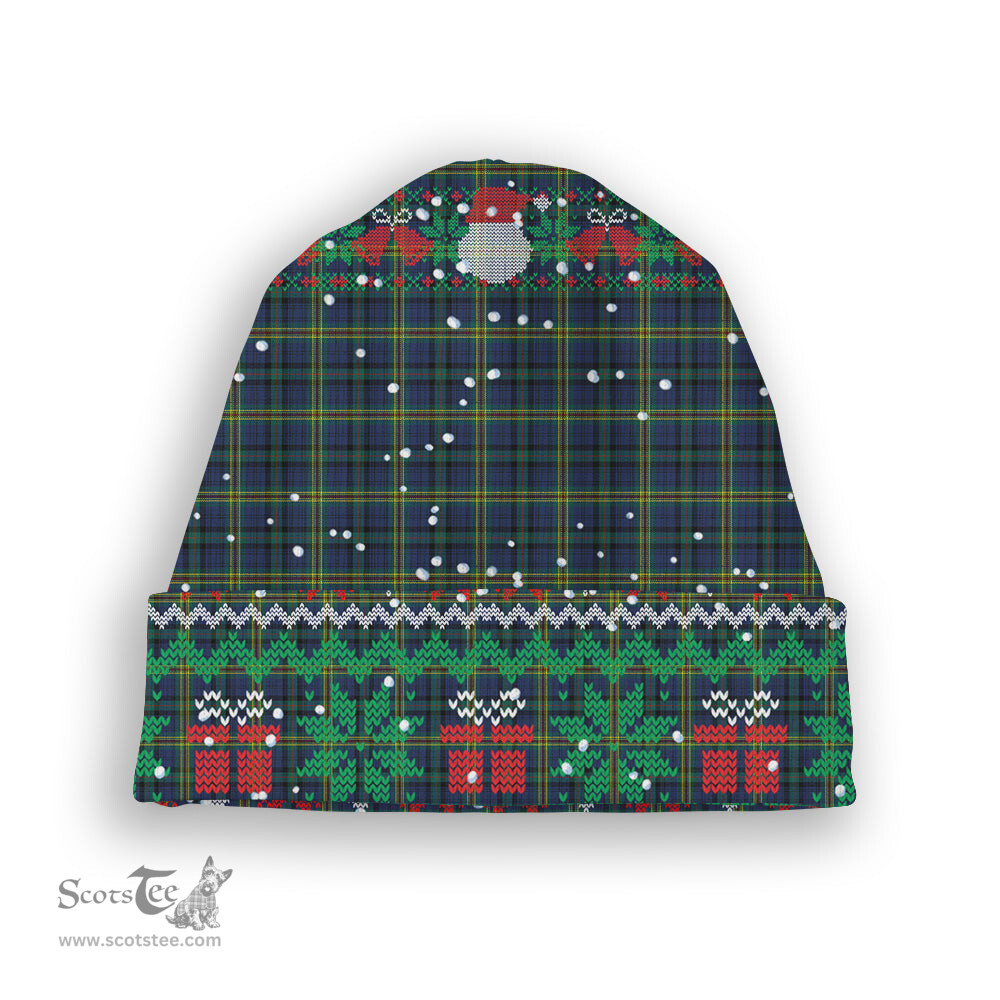 ScotsTee Shop Scottish Dundee Discovery Tartan Plaid Christmas Deer Snowman Snowflake Bell Knit Beanie