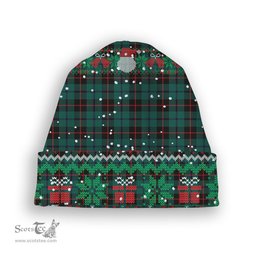 ScotsTee Shop Scottish Douglas Black Modern Tartan Plaid Christmas Deer Snowman Snowflake Bell Knit Beanie