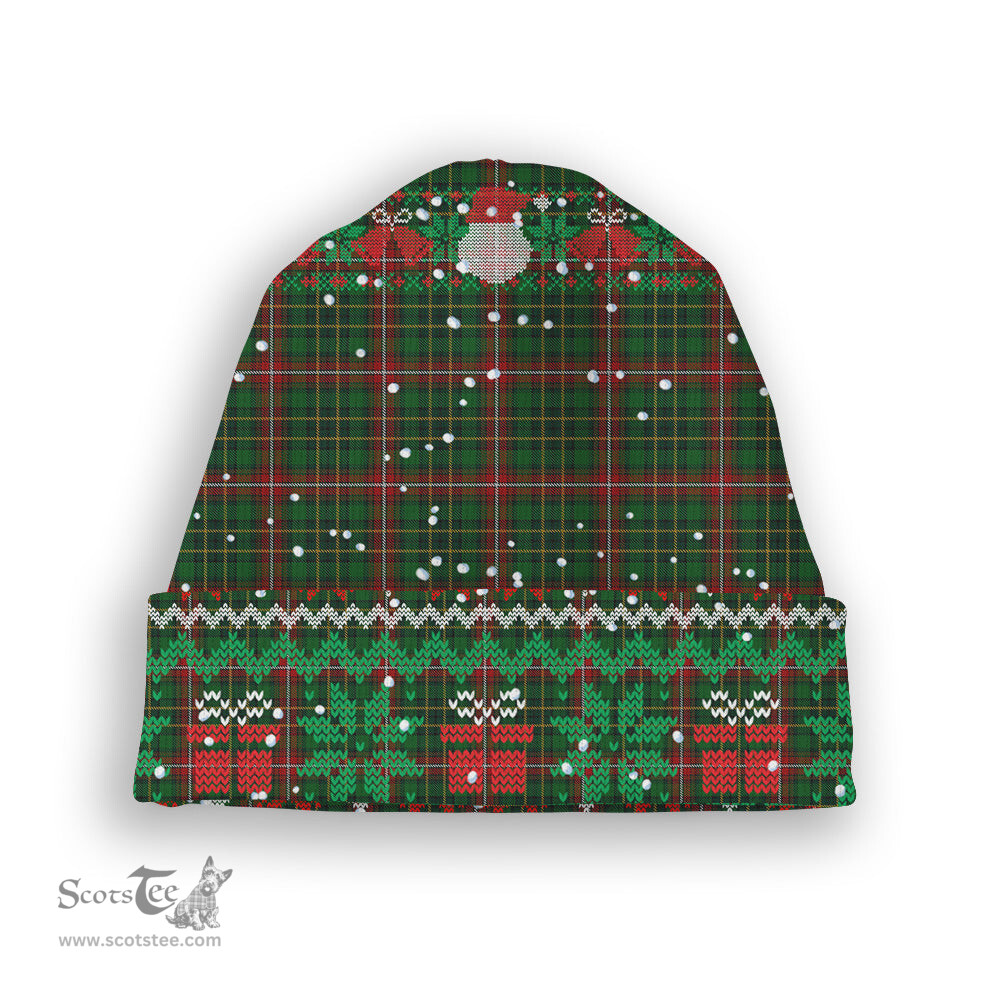 ScotsTee Shop Scottish Donegal County, Crest Range Tartan Plaid Christmas Deer Snowman Snowflake Bell Knit Beanie