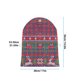 ScotsTee Shop Scottish Galloway Red Tartan Plaid Christmas Deer Snowman Snowflake Bell Knit Beanie