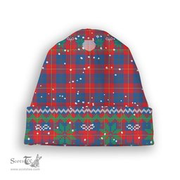 ScotsTee Shop Scottish Galloway Red Tartan Plaid Christmas Deer Snowman Snowflake Bell Knit Beanie