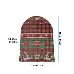 ScotsTee Shop Scottish Dunbar District Modern Tartan Plaid Christmas Deer Snowman Snowflake Bell Knit Beanie