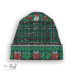 ScotsTee Shop Scottish Duncan of Sketraw Modern Tartan Plaid Christmas Deer Snowman Snowflake Bell Knit Beanie