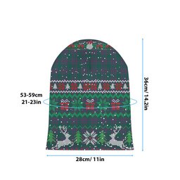 ScotsTee Shop Scottish Elphinstone Modern Tartan Plaid Christmas Deer Snowman Snowflake Bell Knit Beanie