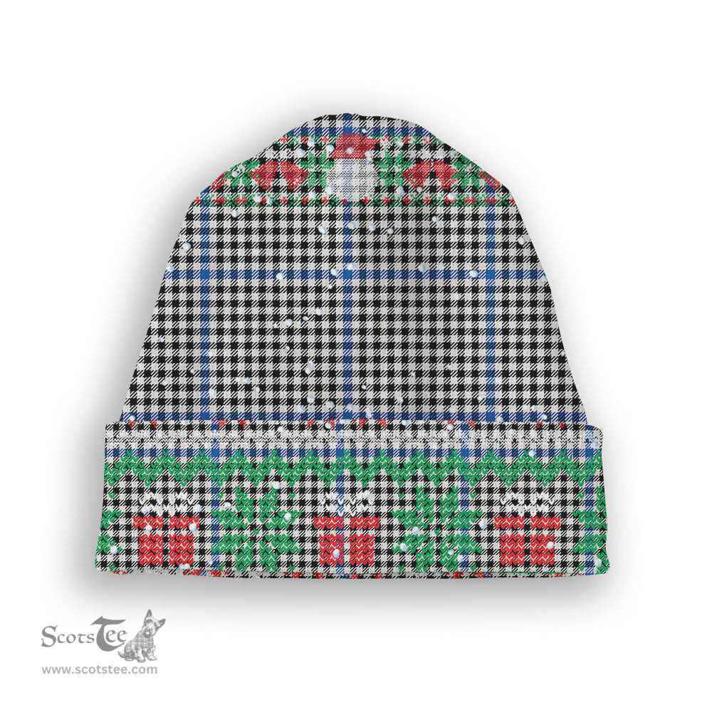 ScotsTee Shop Scottish Gladstone Modern Tartan Plaid Christmas Deer Snowman Snowflake Bell Knit Beanie